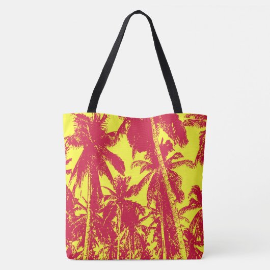 Rode en gele palmbomen ontwerpen funky tote bag (Achterkant)