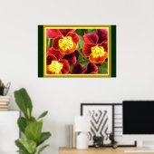 Rode en gele pansies (grote matten) poster (Thuiskantoor)