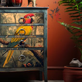 rode en gele papegaai Victoriaans meubels Tissuepapier