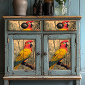 rode en gele papegaai Victoriaans meubels Tissuepapier