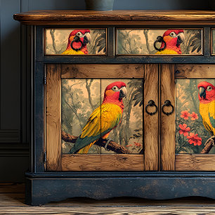  rode en gele papegaai Victoriaans meubels Tissuepapier