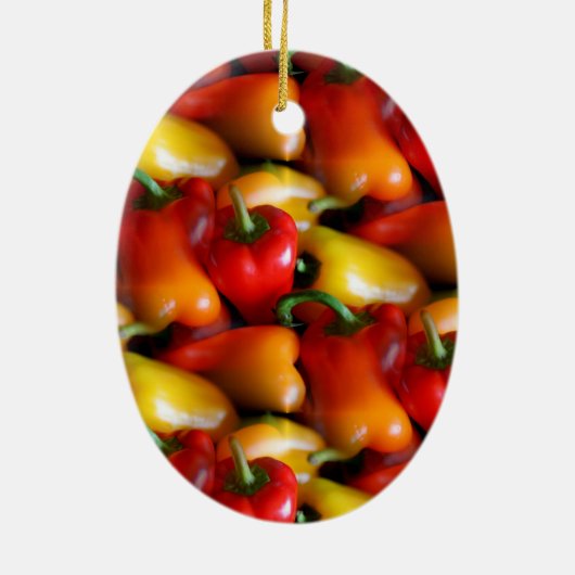 Rode en gele paprika's keramisch ornament (Achterkant)