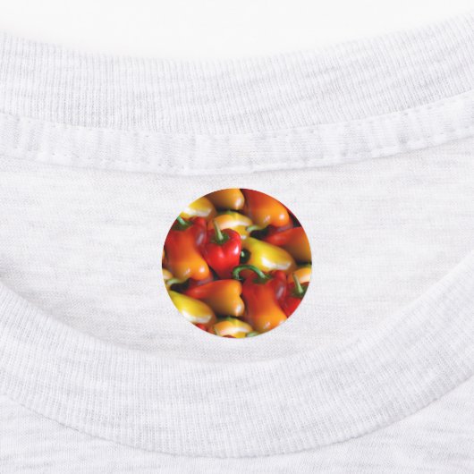 Rode en gele paprika's labels (Aangebracht)