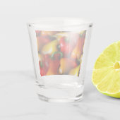 Rode en gele paprika's shot glas (Achterkant)