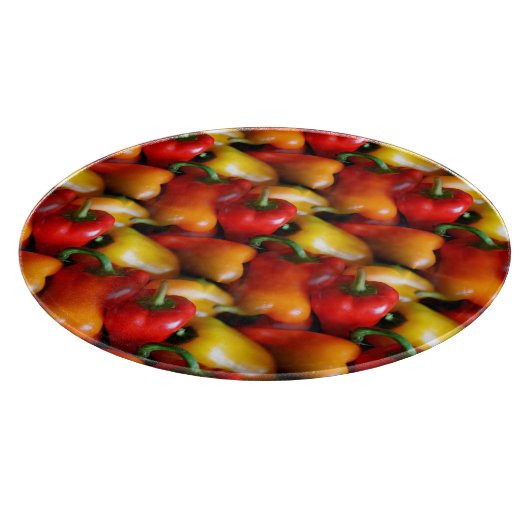 Rode en gele paprika's snijplank (Hoek)