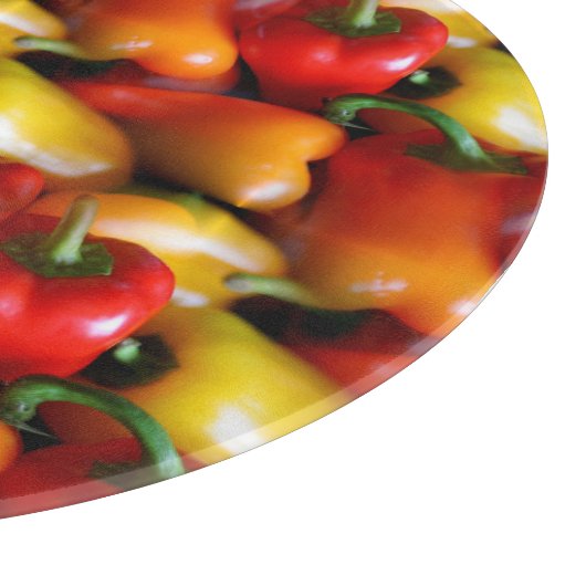 Rode en gele paprika's snijplank (Hoek)