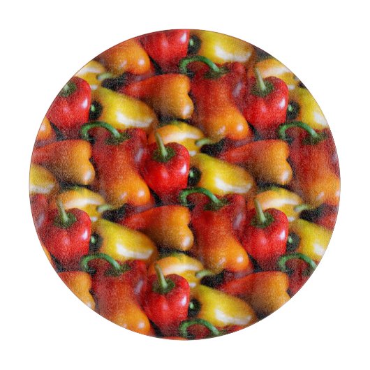 Rode en gele paprika's snijplank (Voorkant)