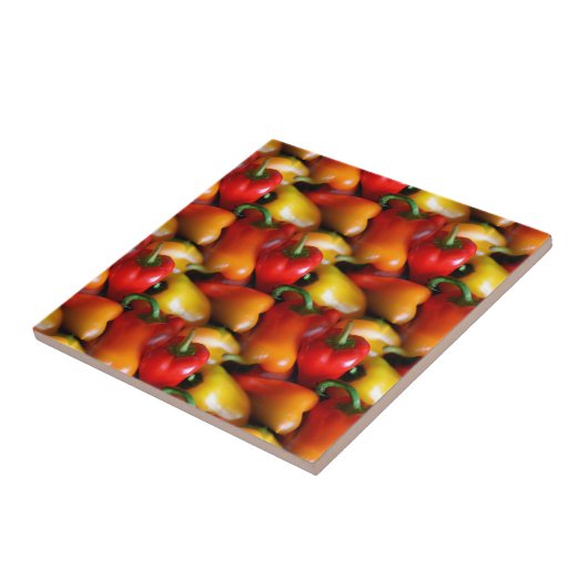 Rode en gele paprika's tegeltje (Zijkant)