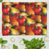 Rode en gele paprika's theedoek (Gevouwen)