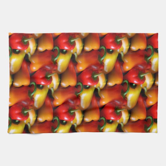 Rode en gele paprika's theedoek (Horizontaal)