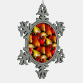 Rode en gele paprika's tin sneeuwvlok ornament (Links)