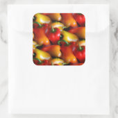 Rode en gele paprika's vierkante sticker (Tas)