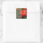 Rode en Gele Roos Persoonlijke Trouwdag Vierkante Sticker (Tas)