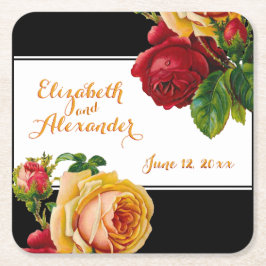 Rode en gele rozen  Boheems gebruik Kartonnen Onderzetters