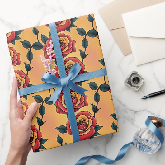 Rode En Gele Rozen Cadeaupapier (Geschenken)