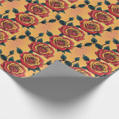 Rode En Gele Rozen Cadeaupapier (Hoek)