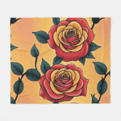 Rode En Gele Rozen Fleece Deken (Voorkant (Horizontaal))