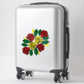 Rode en Gele Rozen Folk Art Smalboot Sticker (Koffer)