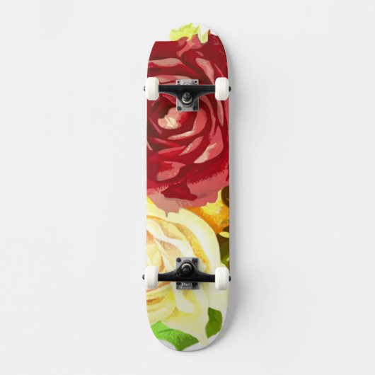 Rode en gele rozen kunst skateboard (Voorkant)