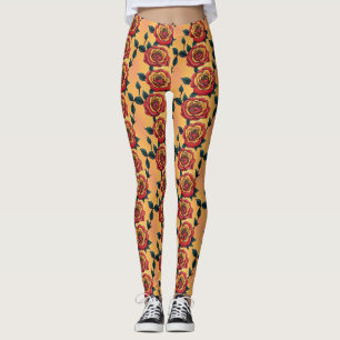Rode En Gele Rozen Leggings