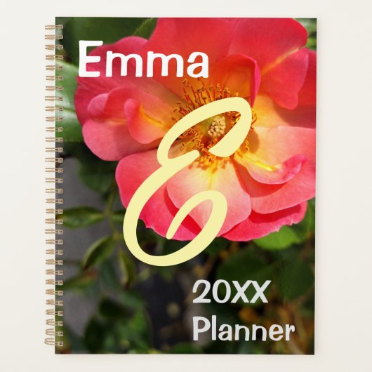 Rode en gele rozenbloem planner (Voorkant)