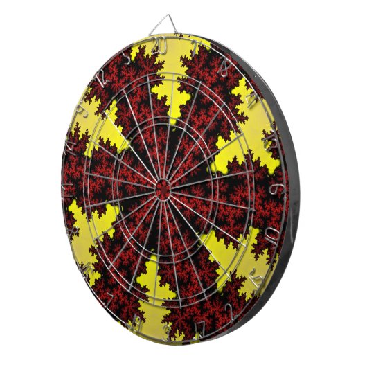 Rode en gele sneeuwvlokken dartbord (Voorkant Rechts)