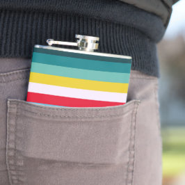 Rode en gele strepen tussen blauwe tinten heupfles