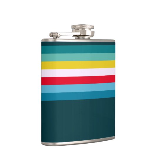 Rode en gele strepen tussen blauwe tinten heupfles (Rechts)