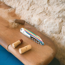 Rode en gele strepen tussen blauwe tinten kurkentrekker