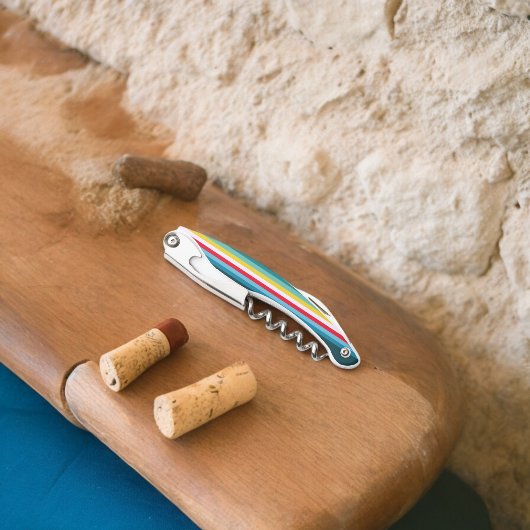 Rode en gele strepen tussen blauwe tinten kurkentrekker