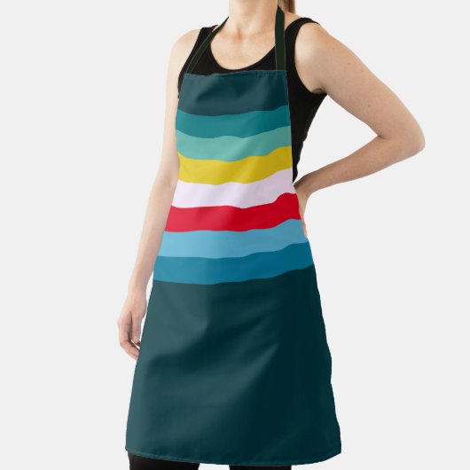 Rode en gele strepen tussen blauwe tinten schort (Insitu)