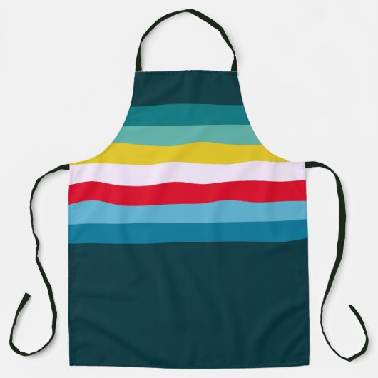 Rode en gele strepen tussen blauwe tinten schort (Voorkant)