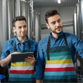 Rode en gele strepen tussen blauwe tinten schort