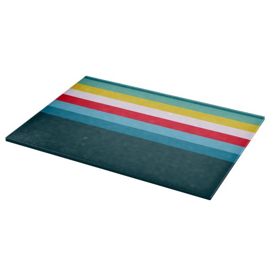 Rode en gele strepen tussen blauwe tinten snijplank (Hoek)