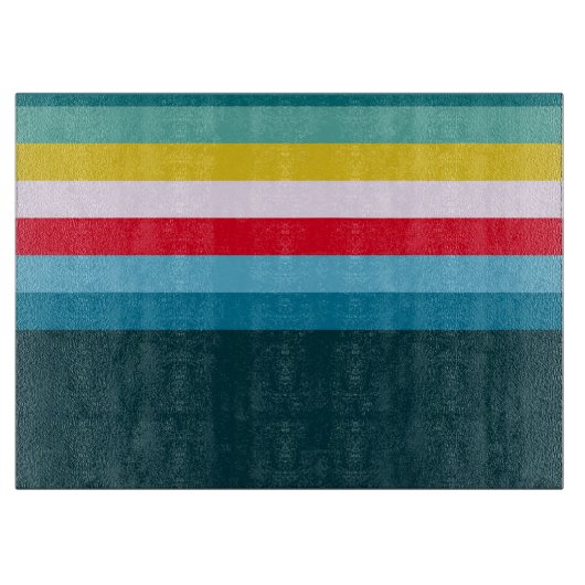 Rode en gele strepen tussen blauwe tinten snijplank (Voorkant)