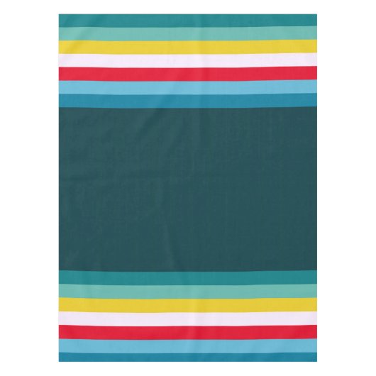 Rode en gele strepen tussen blauwe tinten tafelkleed (Voorkant)