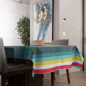 Rode en gele strepen tussen blauwe tinten tafelkleed