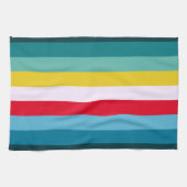 Rode en gele strepen tussen blauwe tinten theedoek (Horizontaal)