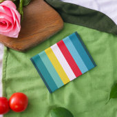 Rode en gele strepen tussen blauwe tinten theedoek