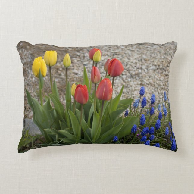 Rode En Gele Tulpen Accent Kussen (Voorkant)