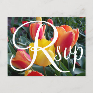 Rode en Gele Tulpen Foto Moderne RSVP Uitnodiging Briefkaart