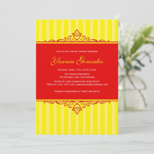 Rode en gele uitnodigingen (Staand voorkant)