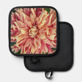 Rode en gele variëteiten Dahlia Floral Pannenlap (Voorkant / Achterkant)