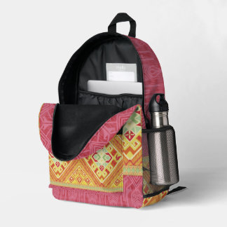 Rode en gele veren bedrukte rugzak