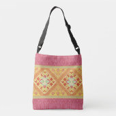 Rode en gele veren crossbody tas (Achterkant)