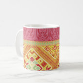 Rode en gele veren koffiemok (Voorkant links)