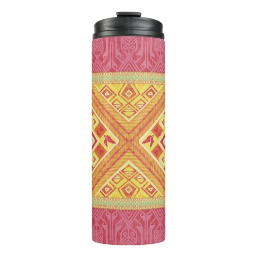 Rode en gele veren thermosbeker (Voorkant)