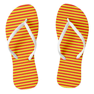 Rode en gele vintage dunne strepen teenslippers