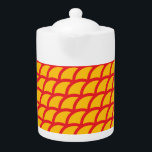 Rode en gele visschubben theepot<br><div class="desc">Dit ontwerp roept de betoverende schoonheid van de onderwaterwereld op. Stel je een deken voor versierd met ingewikkelde, overlappende schalen van een levendige rode tint. Elke schaal is minutieus gedetailleerd en vangt de iriserende glans en textuur van een echte vis. Het totale effect is een gevoel van diepte en dimensie,...</div>