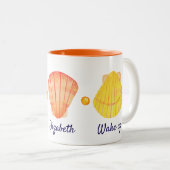 Rode en Gele Waterverf Seashells Mok (Voorkant rechts)